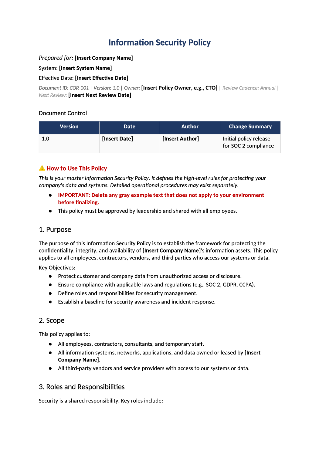 information security policy template preview (COR-001)