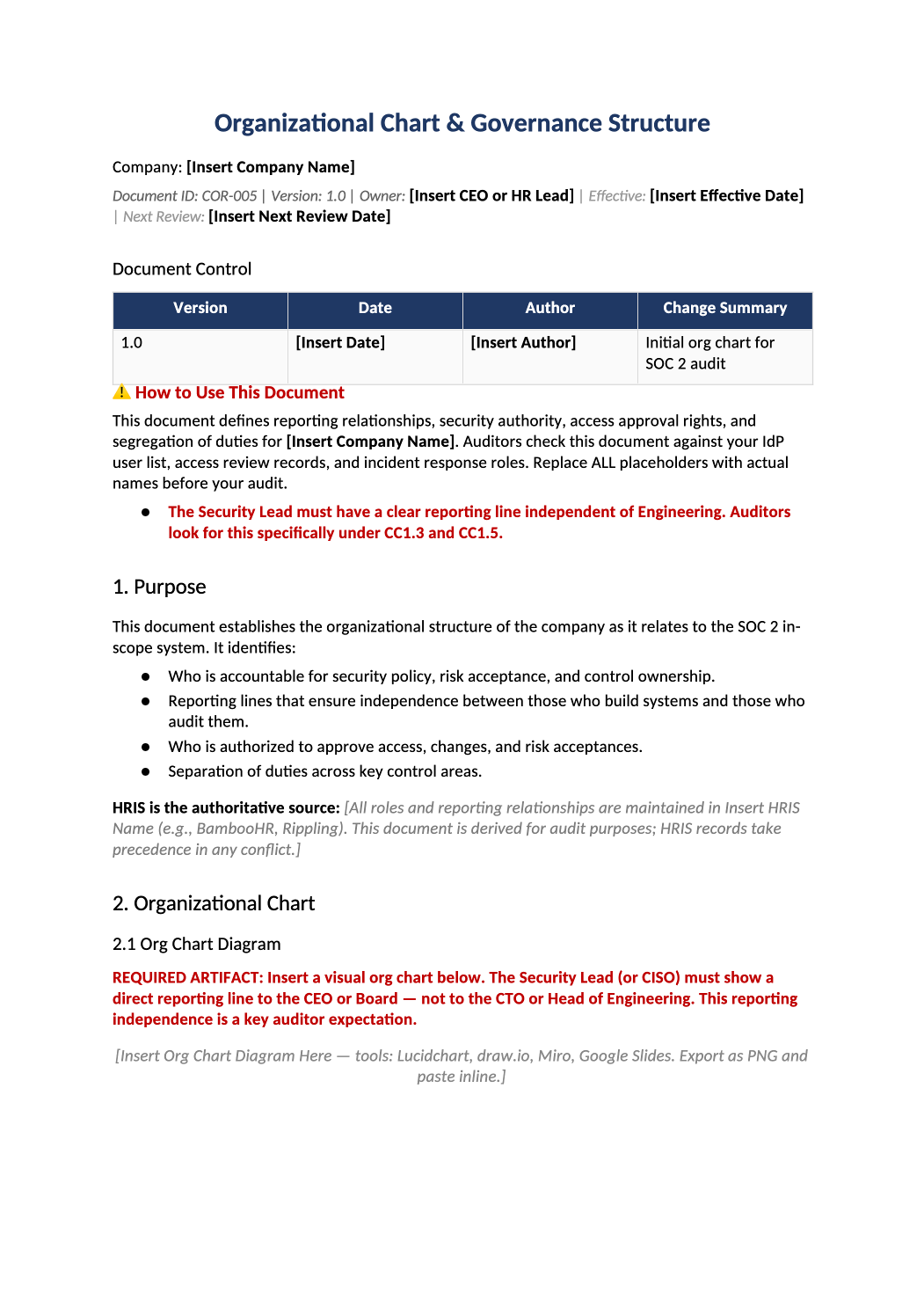 organizational chart template preview (COR-005)