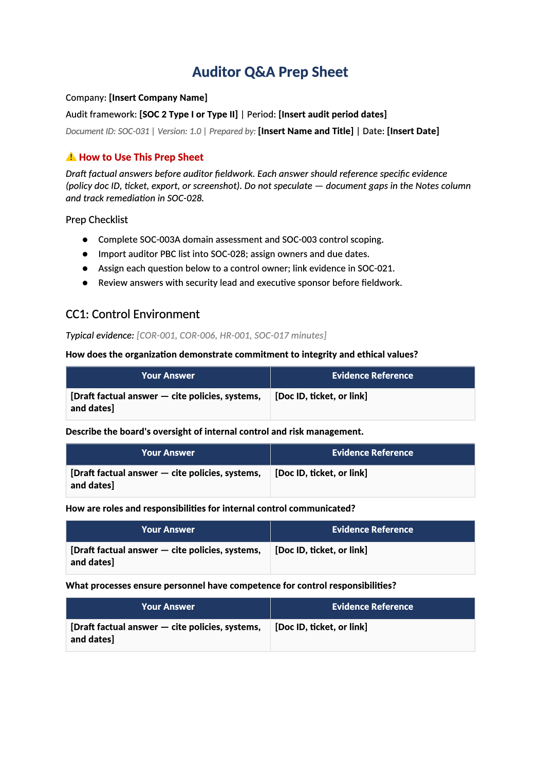 SOC 2 auditor interview prep preview (SOC-031)