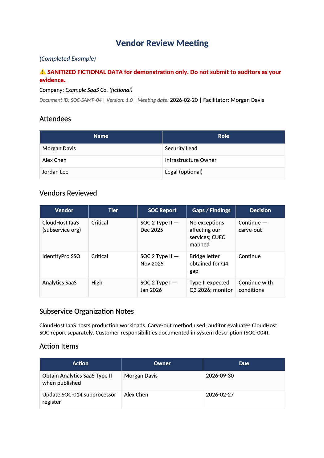 sample vendor management review minutes preview (SOC-SAMP-04)